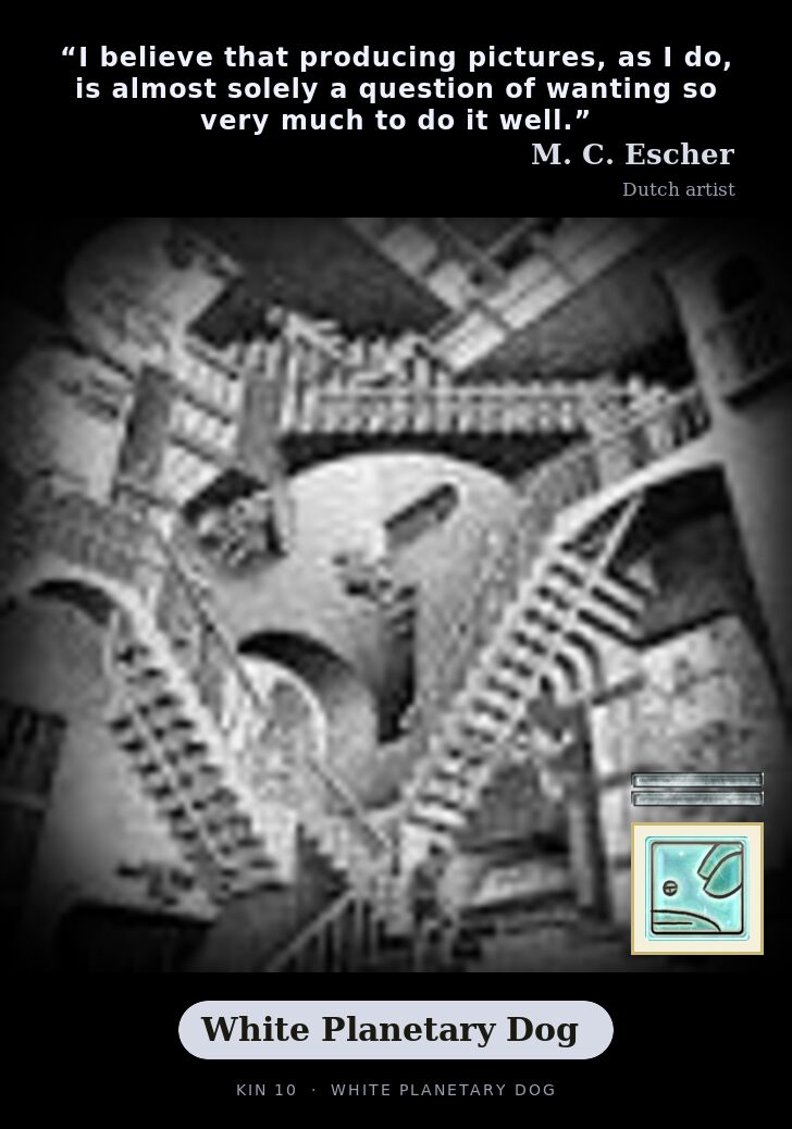 M. C. Escher - Kin 10 White Planetary Dog