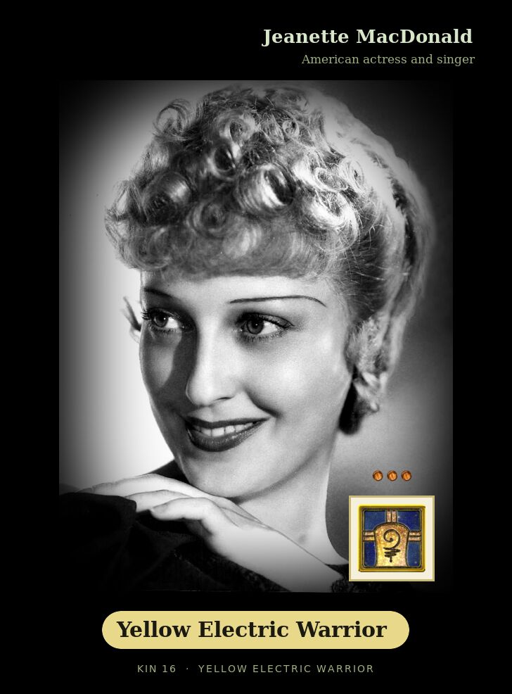 Jeanette MacDonald - Kin 16 Yellow Electric Warrior