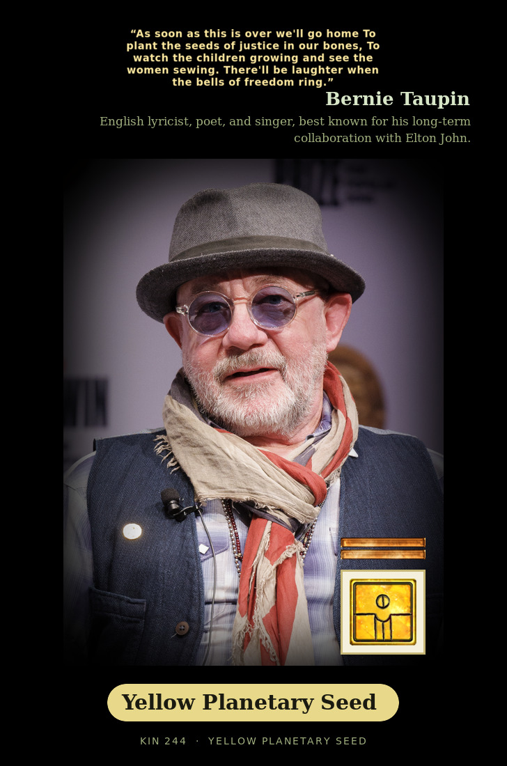 Bernie Taupin - Kin 244 Yellow Planetary Seed