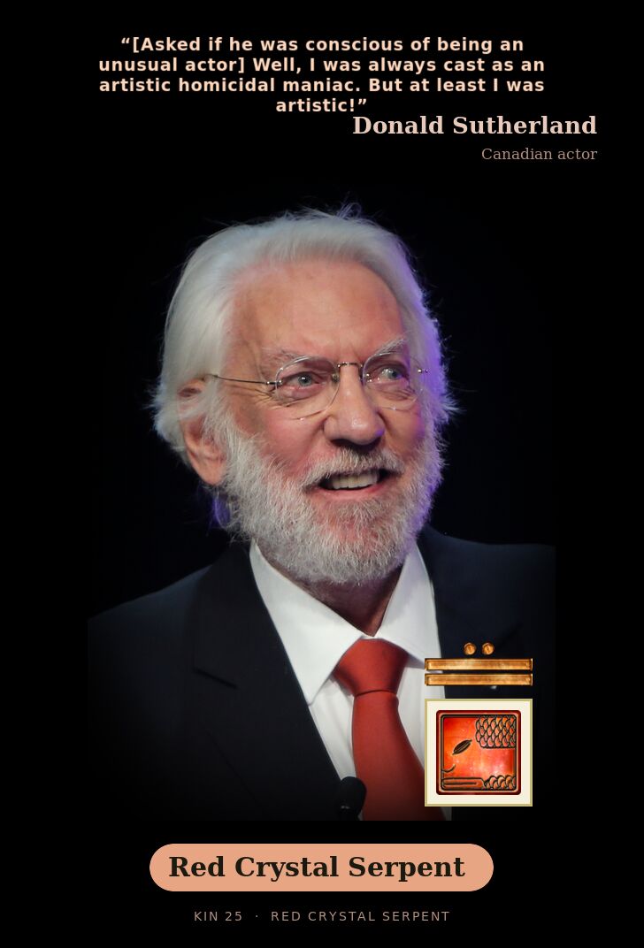 Donald Sutherland - Kin 25 Red Crystal Serpent