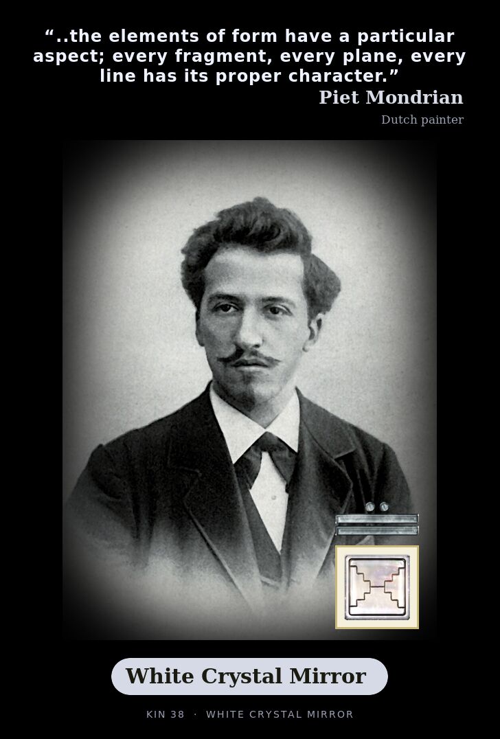 Piet Mondrian - Kin 38 White Crystal Mirror