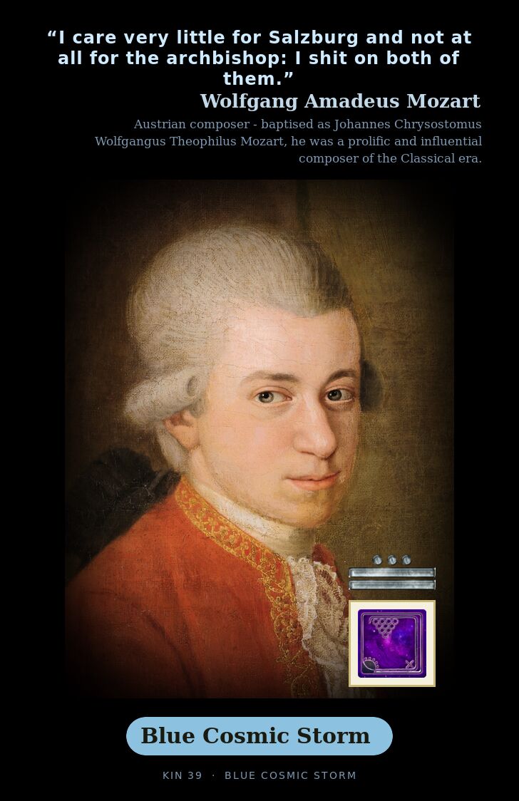 Wolfgang Amadeus Mozart - Kin 39 Blue Cosmic Storm
