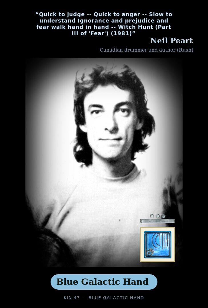Neil Peart - Kin 47 Blue Galactic Hand