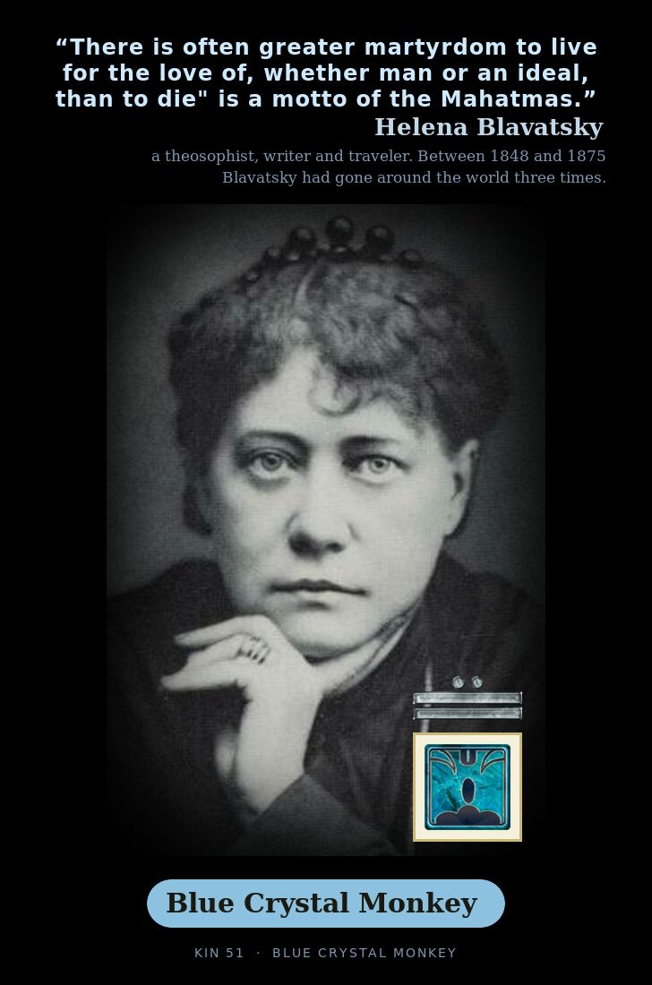 Helena Blavatsky - Kin 51 Blue Crystal Monkey