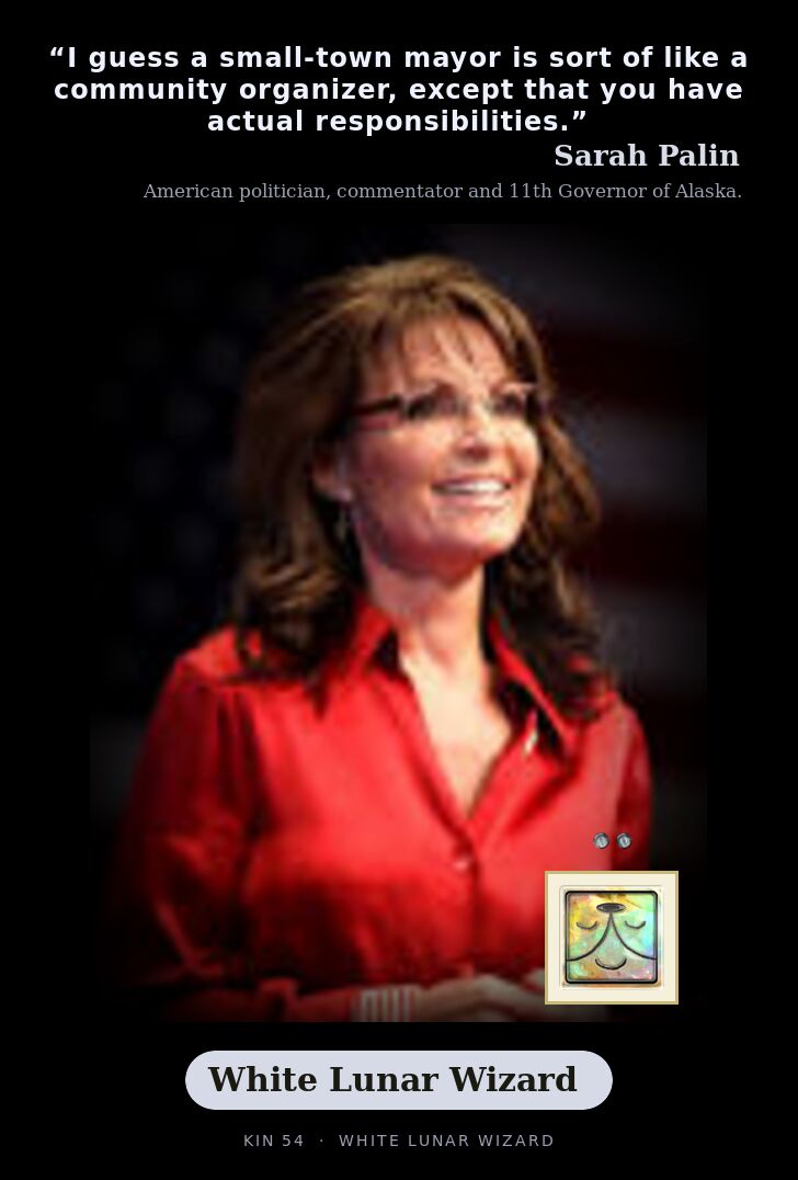 Sarah Palin - Kin 54 White Lunar Wizard