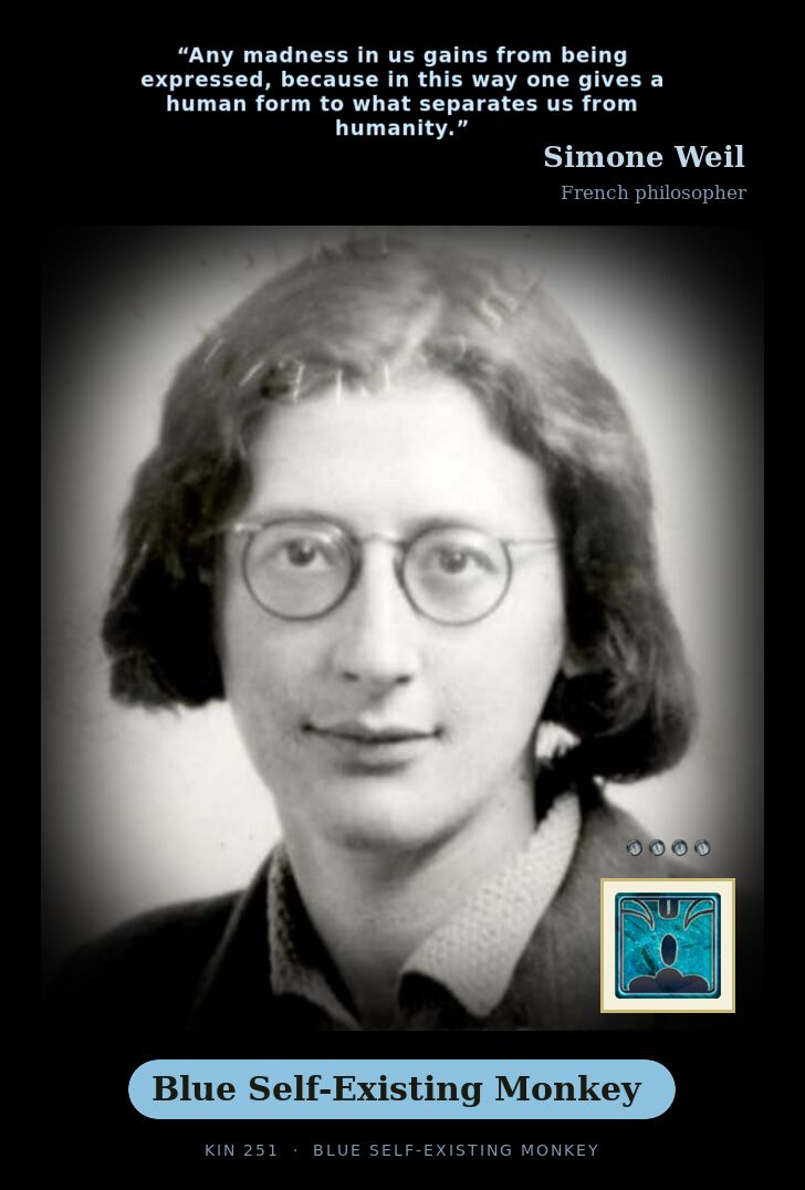 Simone Weil · Blue Self-Existing Monkey