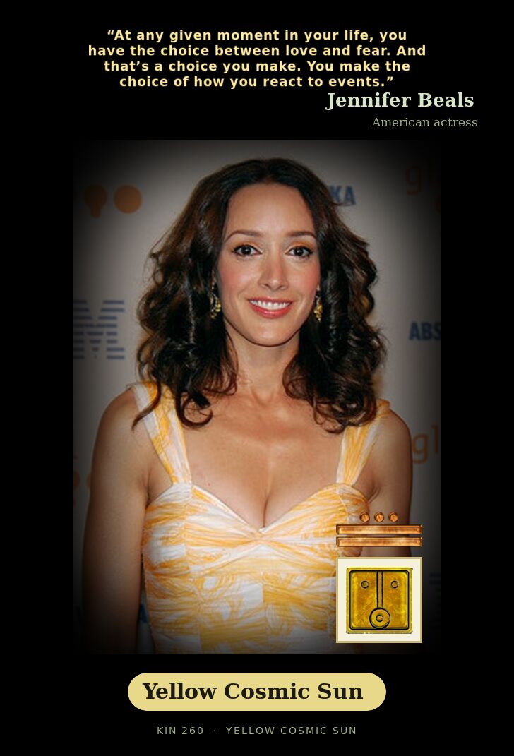 Jennifer Beals · Yellow Cosmic Sun